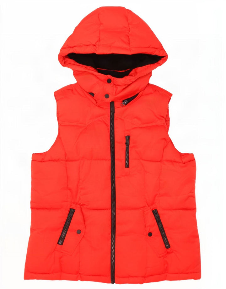 Colete acolchoado com capuz feminino Marks & Spencer UK 18 XL poliéster vermelho