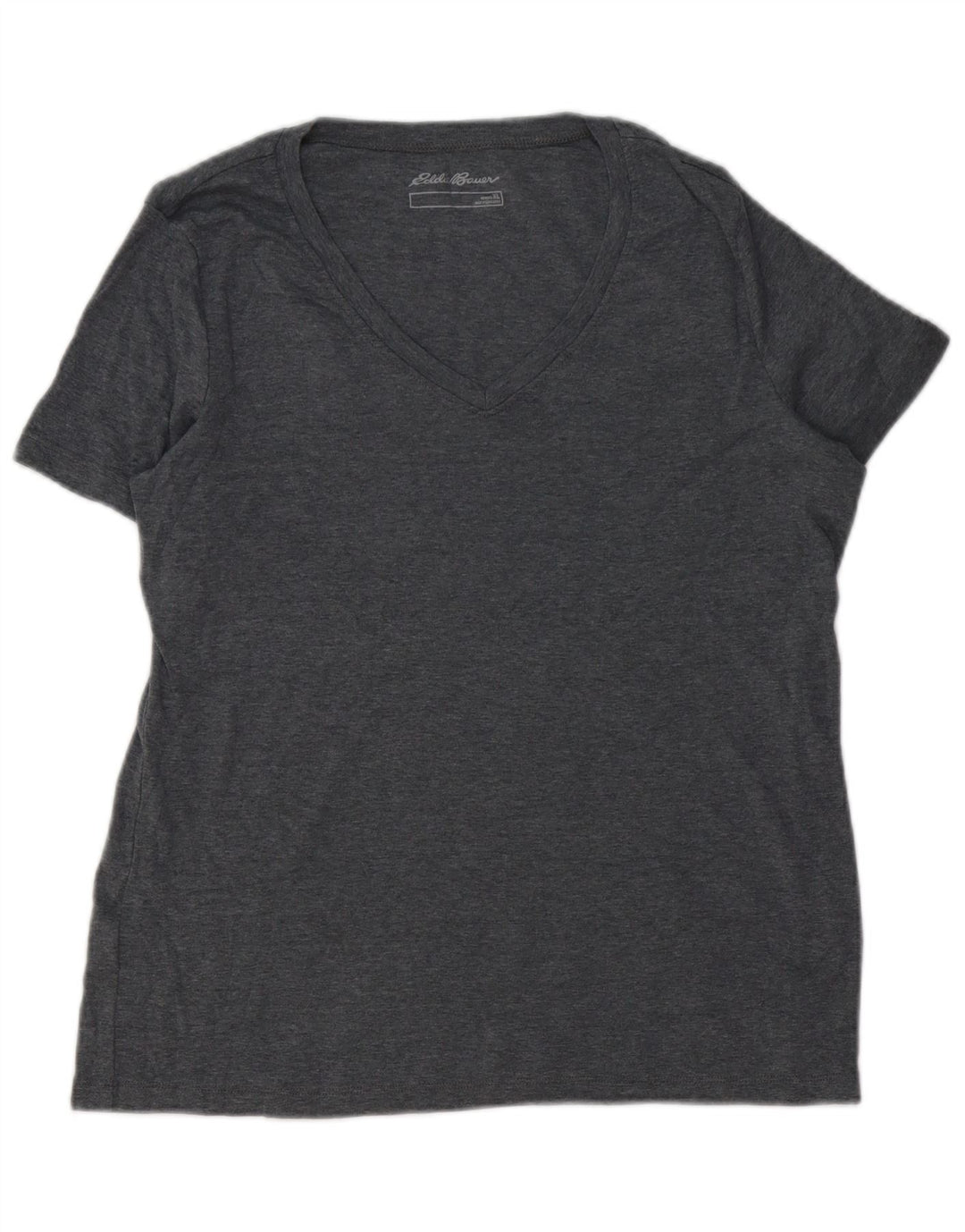 Camiseta feminina Eddie Bauer UK 18 XL algodão manchado cinza