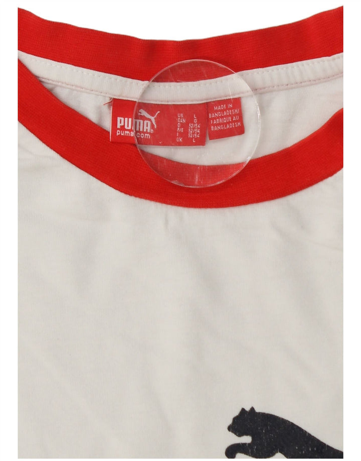 PUMA Mens Graphic T-Shirt Top Large White