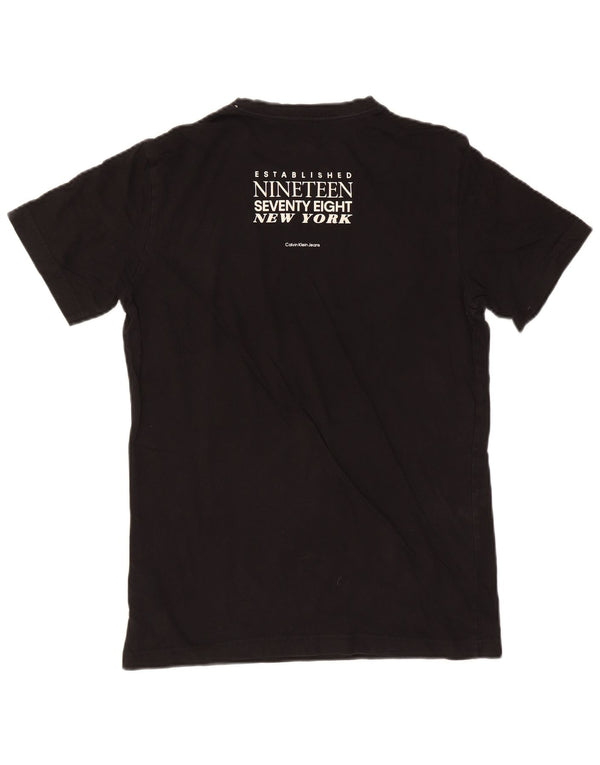 Calvin Klein Jeans Camiseta masculina gráfica Top médio algodão preto