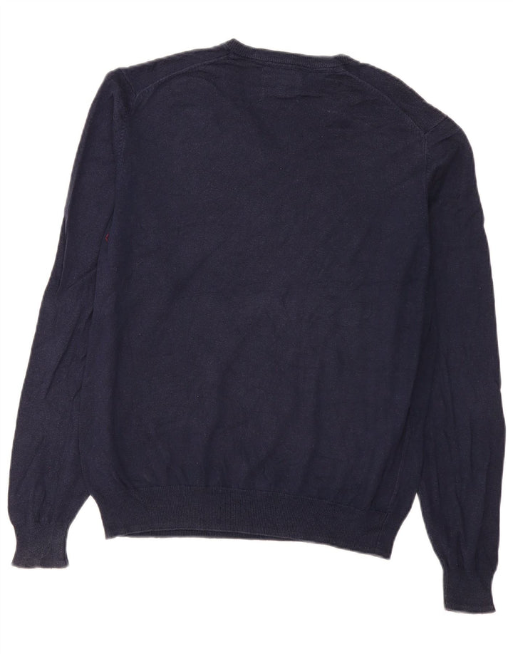 Suéter masculino Marks & Spencer regular fit com decote em V azul marinho médio