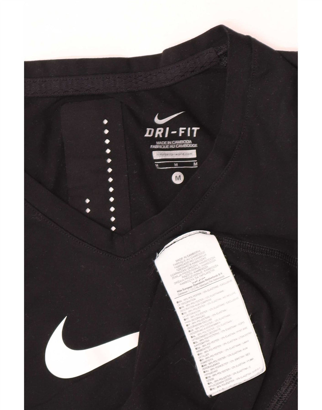 Nike Womens Dri Fit Graphic Vest Top UK 12 Médio Preto Poliéster