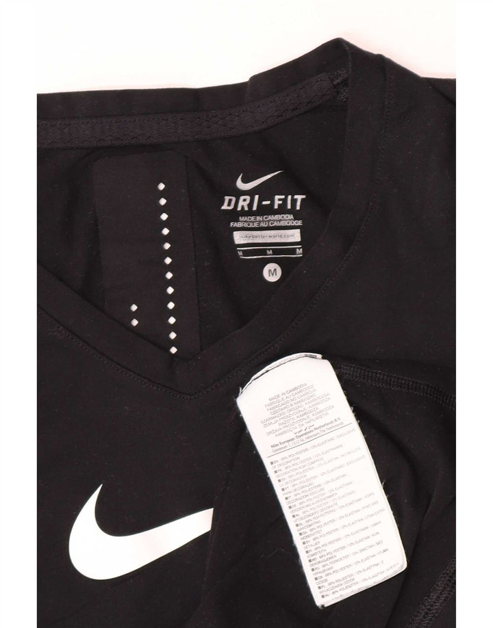 Nike Womens Dri Fit Graphic Vest Top UK 12 Médio Preto Poliéster