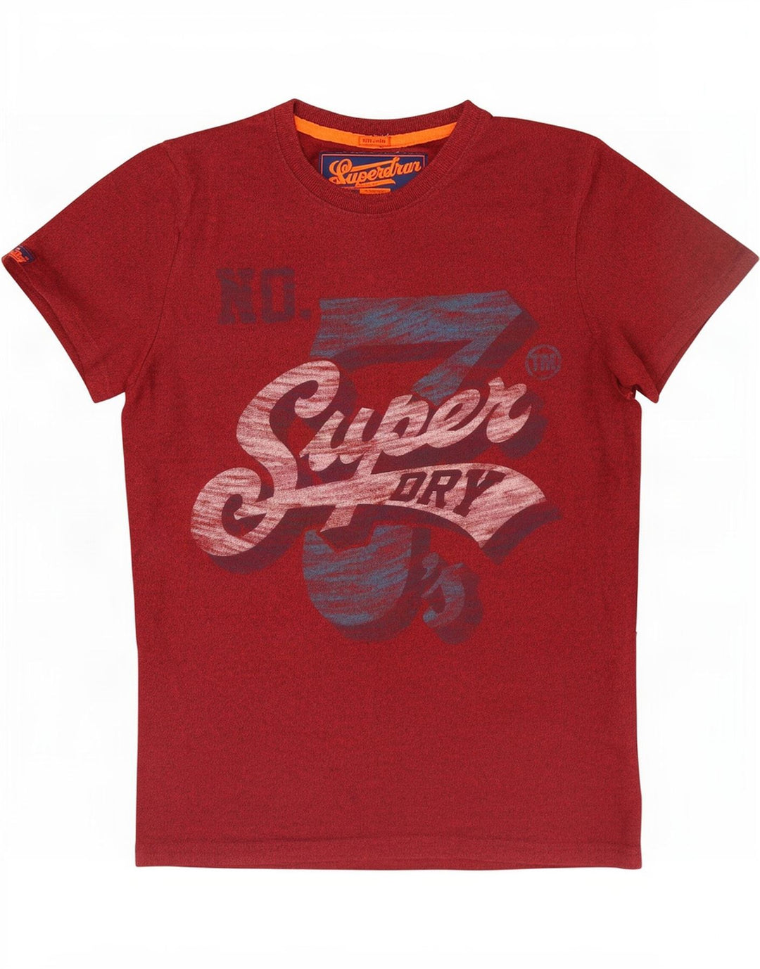Camiseta masculina Superdry com estampa gráfica grande algodão manchado marrom