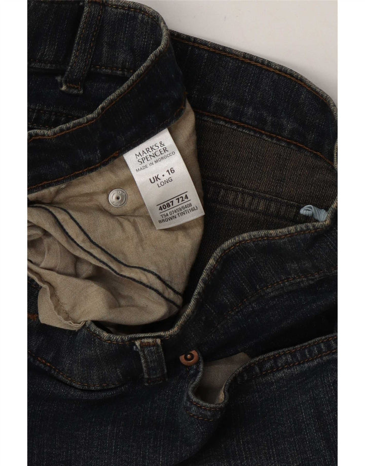 Calça jeans feminina Marks & Spencer Bootcut Reino Unido 16 grande W34 L31 azul algodão