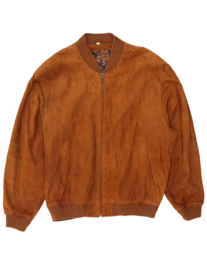 Jaqueta bomber masculina de camurça Gatsby UK 38 couro bege médio