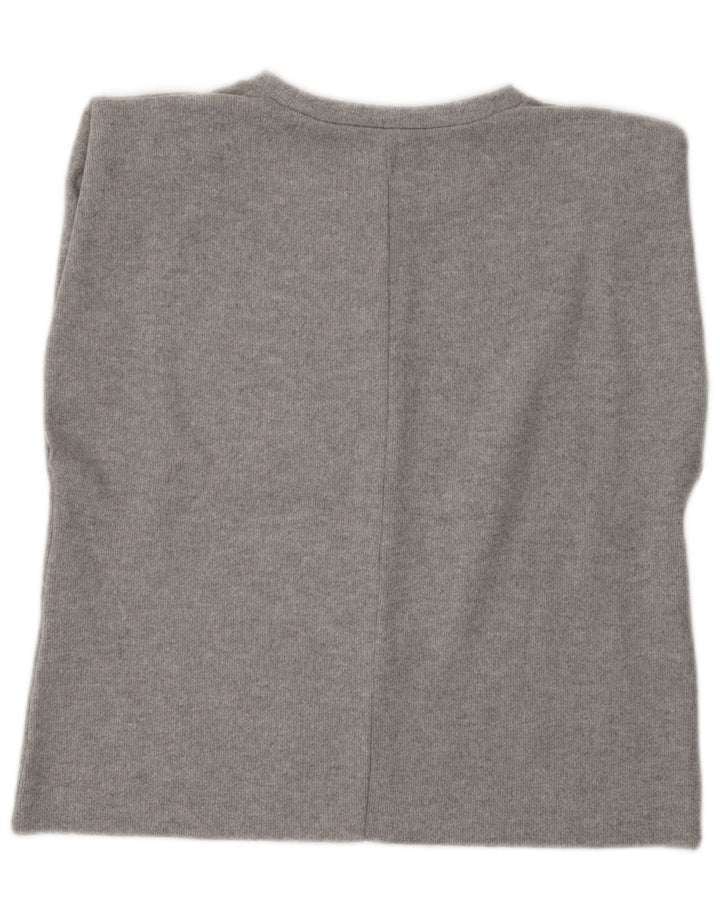 Top colete feminino Zara UK 14 poliéster cinza médio