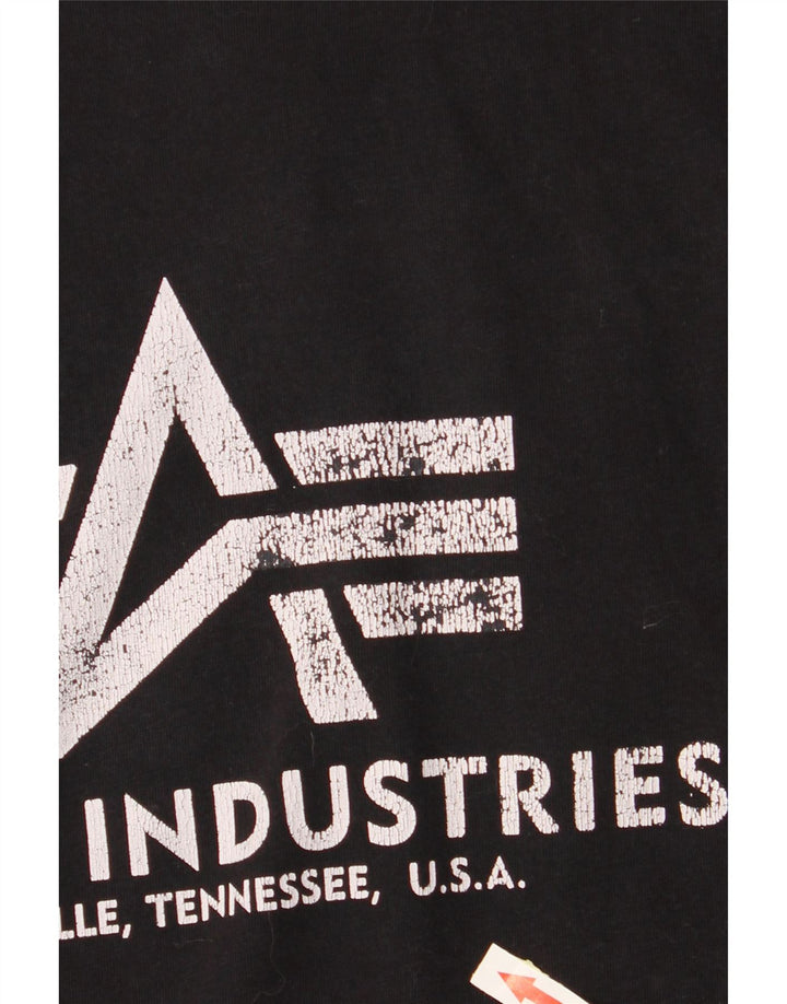 ALPHA INDUSTRIES Camiseta feminina gráfica Top UK 10 pequeno algodão preto