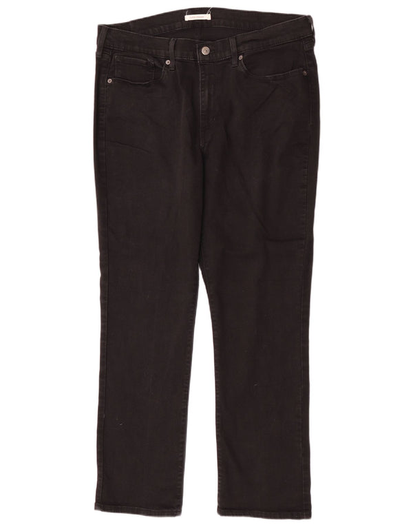 Jeans feminino clássico reto Levi's US 16 XL W33 L30 algodão preto