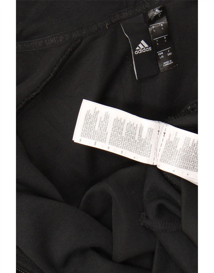 ADIDAS Mens Zip Hoodie Suéter Grande Algodão Preto