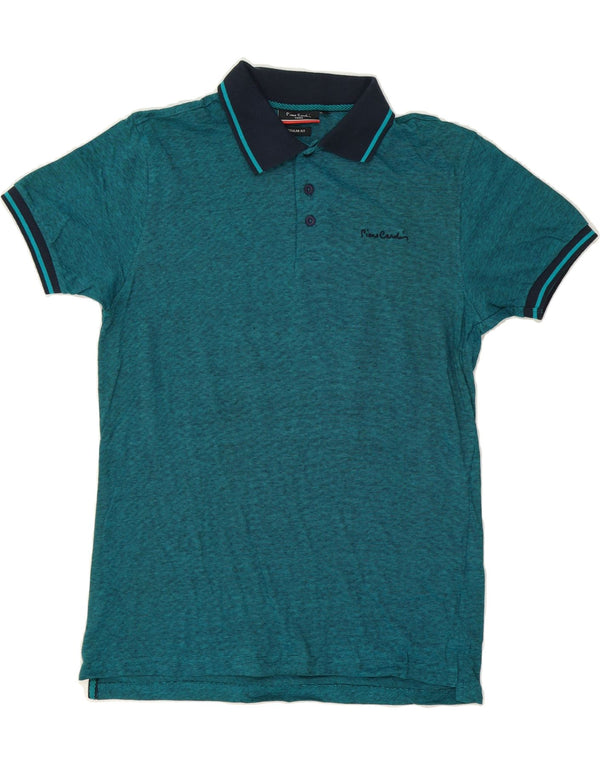 Camisa polo masculina PIERRE CARDIN de ajuste regular de algodão listrado azul médio
