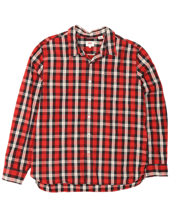 Camisa masculina Levi's XL vermelha xadrez algodão