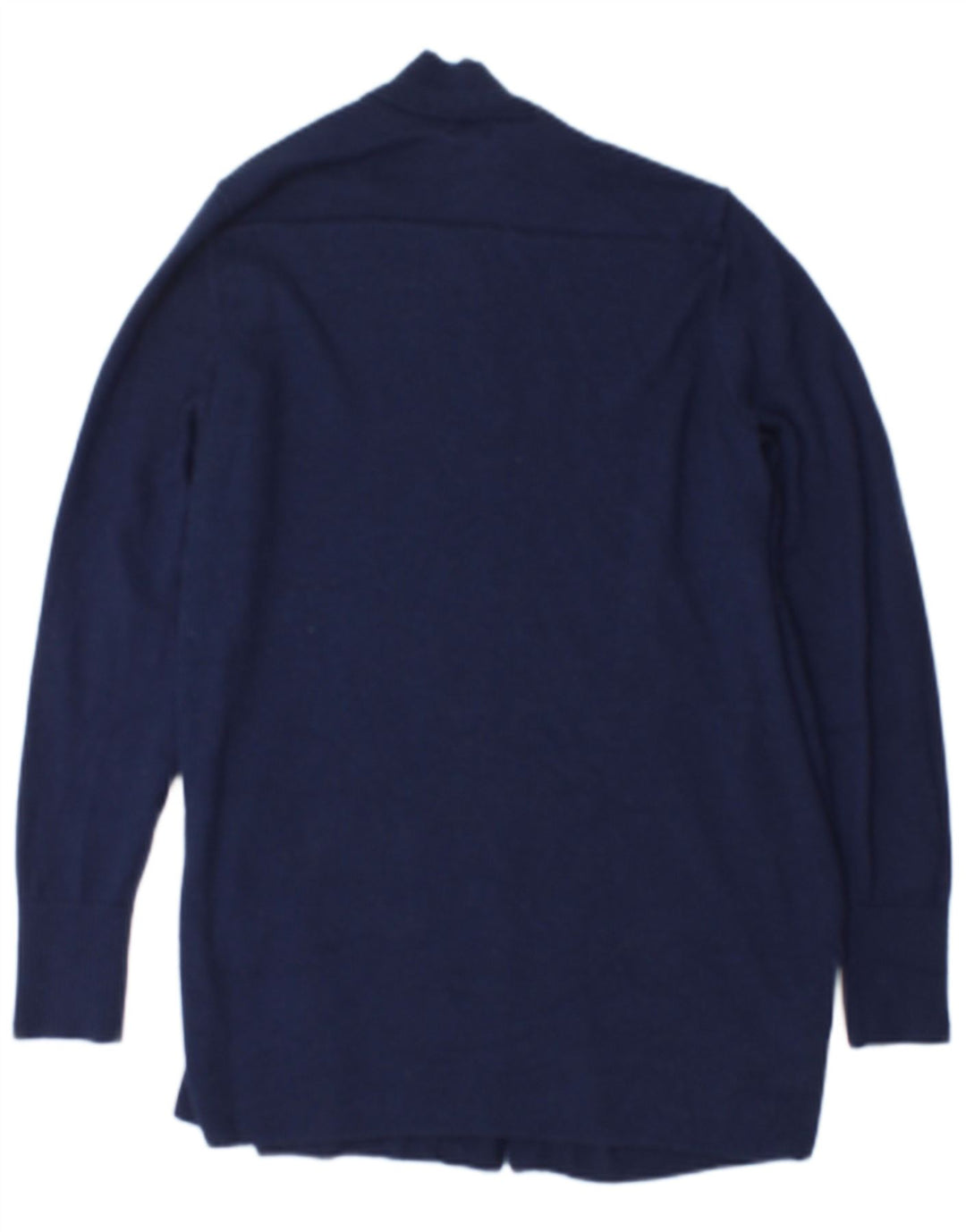 Suéter cardigã feminino aberto L.L.Bean Reino Unido 14 lã azul marinho médio