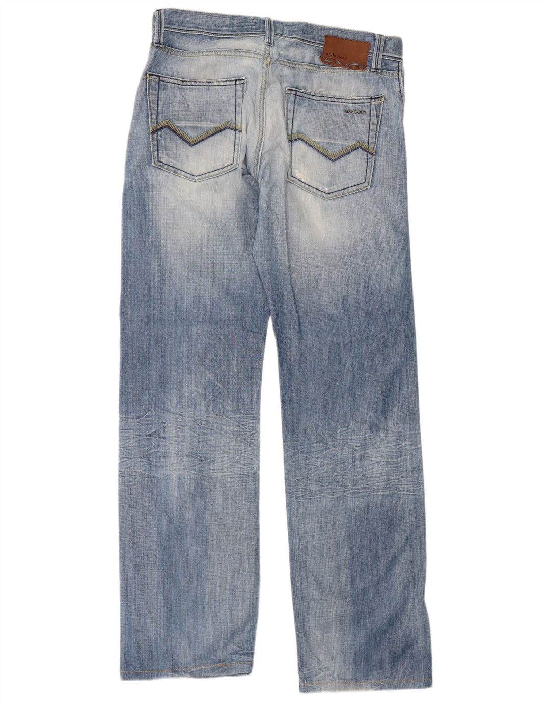 Energie Calça jeans reta masculina desgastada W34 L36 algodão azul