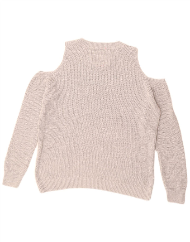 Suéter feminino SUPERDRY com gola canoa e gola redonda Reino Unido 14 cinza médio