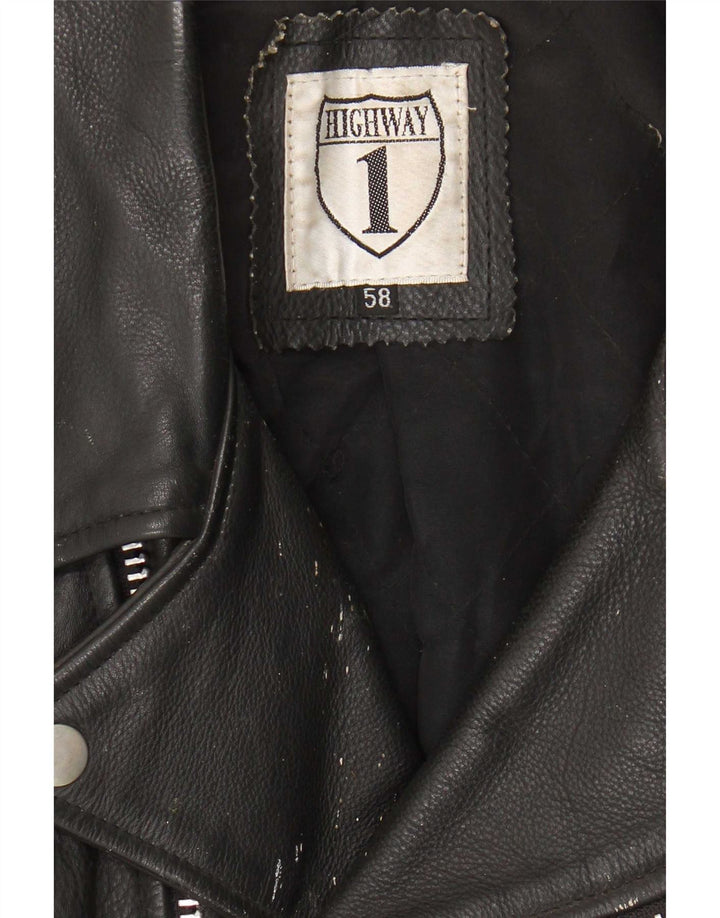 Jaqueta masculina de couro para motociclista Highway 1 tamanho 58 3XL preta