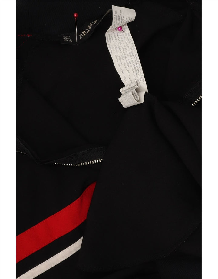 Zara Womens Tracksuit Top Jacket UK 16 Grande Preto Colourblock Poliéster