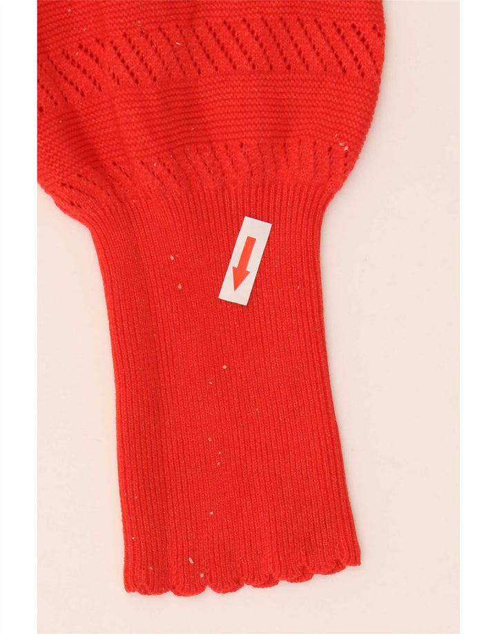 Suéter feminino Marks & Spencer com decote em V Reino Unido 14 poliéster vermelho médio