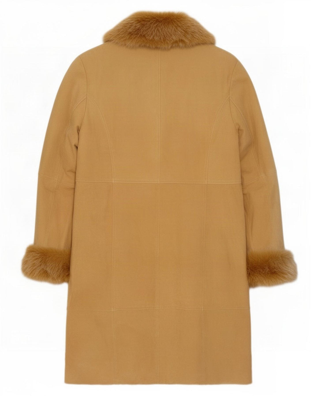 Sobretudo de camurça vintage feminino EU 38 couro bege médio