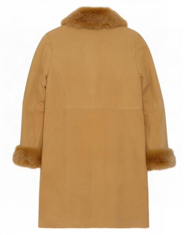 Sobretudo de camurça vintage feminino EU 38 couro bege médio