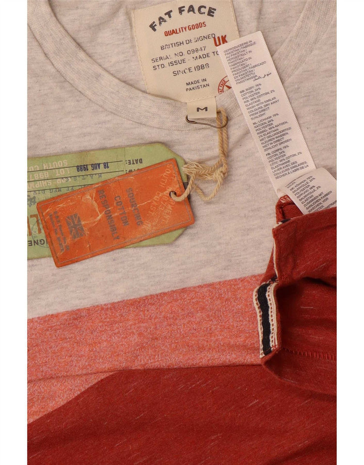 Camiseta masculina Fat Face Top médio de algodão listrado vermelho