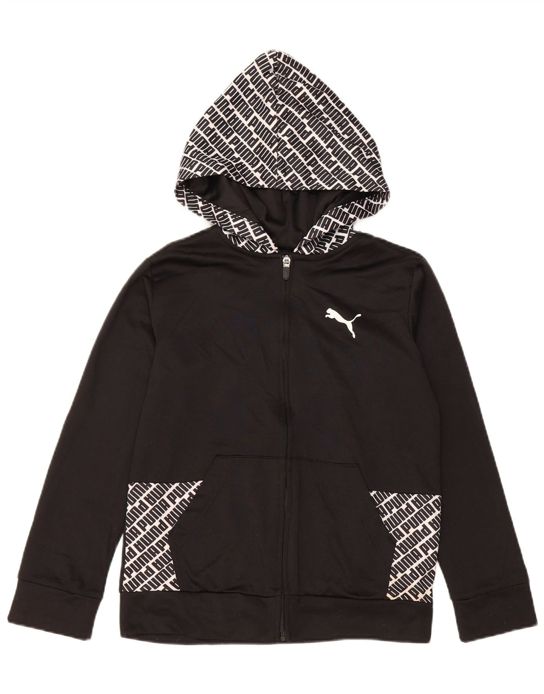 Suéter PUMA Boys Graphic Zip com capuz 10-11 anos médio preto poliéster
