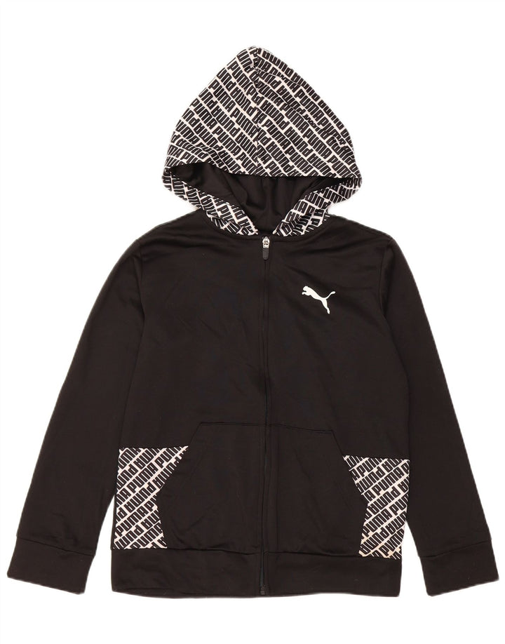 Suéter PUMA Boys Graphic Zip com capuz 10-11 anos médio preto poliéster