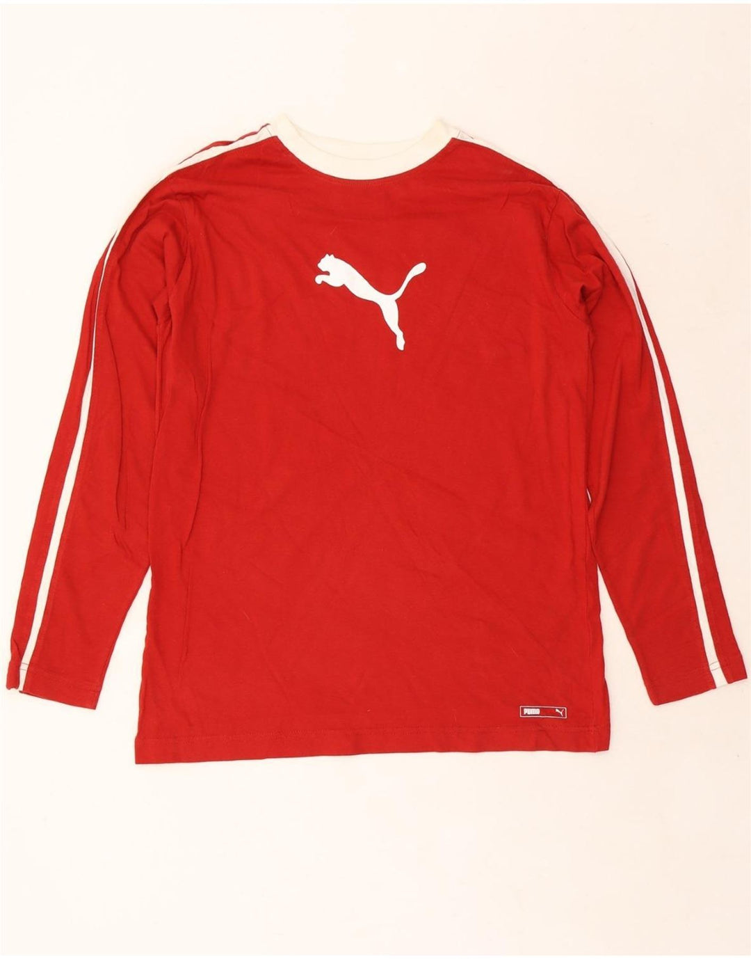 PUMA Mens Graphic Top Manga Longa Médio Vermelho Colorblock