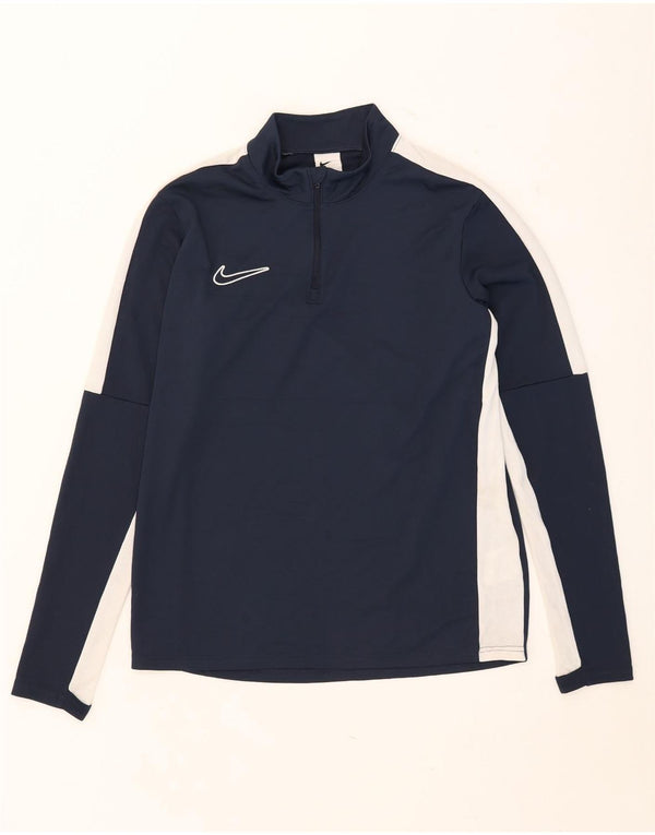 Nike Mens Dri Fit Pullover Treino Top Médio Azul Marinho Colourblock