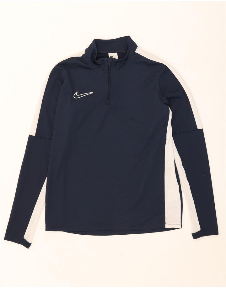 Nike Mens Dri Fit Pullover Treino Top Médio Azul Marinho Colourblock
