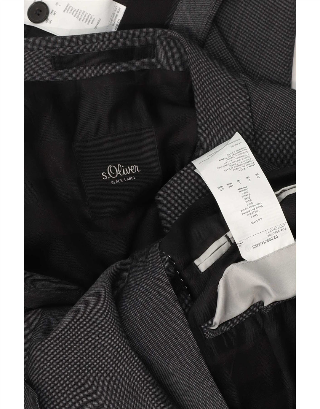 Terno masculino S.Oliver com 2 botões UK 46 3XL W38 L32 poliéster cinza