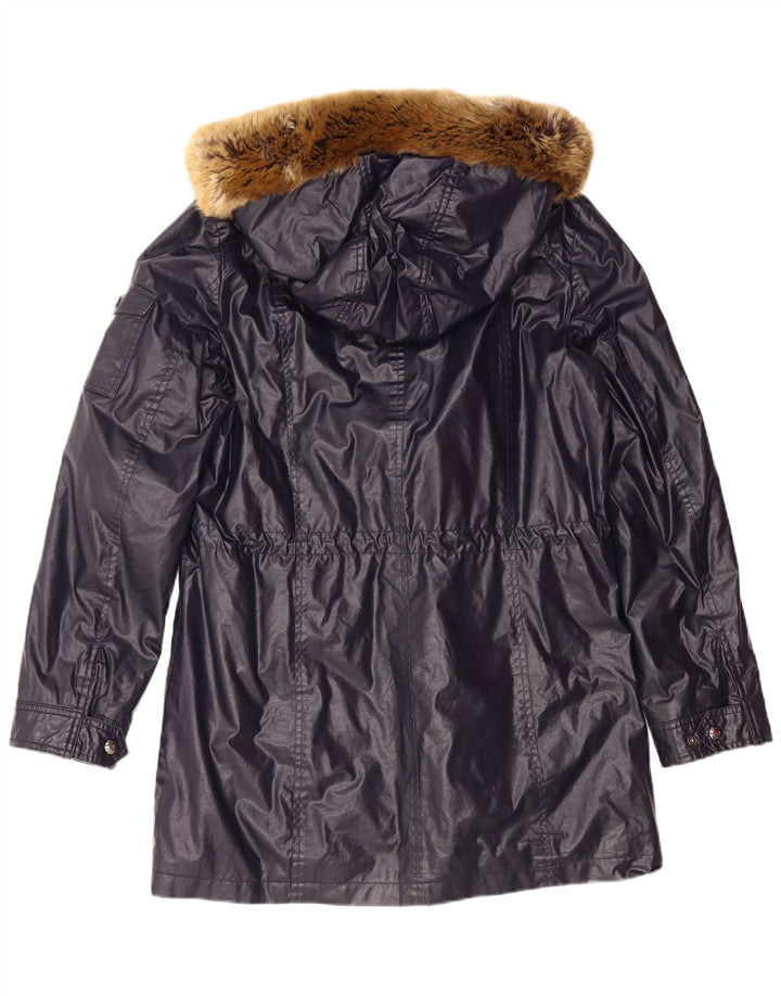 Jaqueta parka feminina CALVIN KLEIN com capuz Reino Unido 16 grande poliéster azul marinho