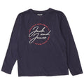 Jack & Jones Camiseta masculina gráfica manga comprida pequena algodão azul marinho