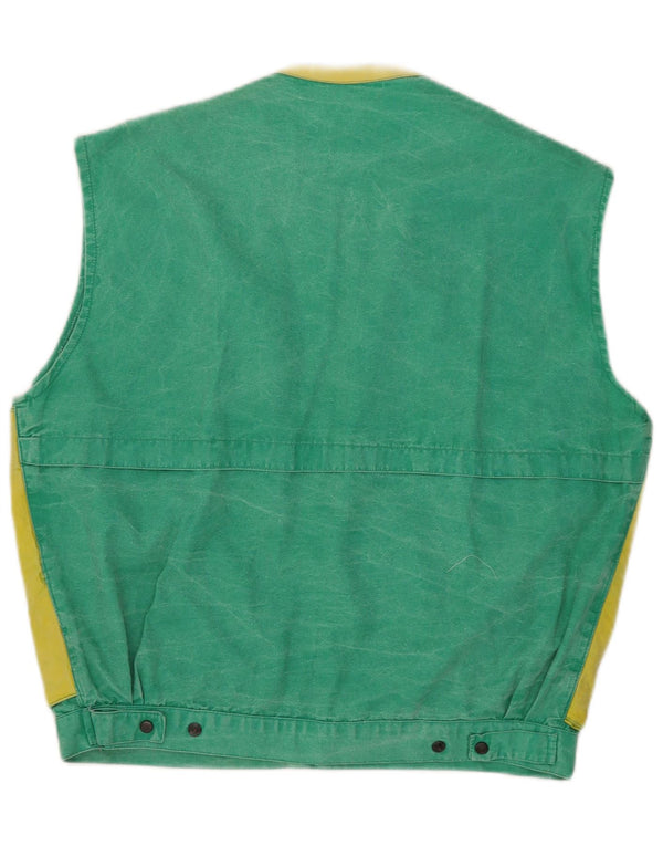 Zip Mens Utility Gilet UK 36 pequeno algodão colorblock verde