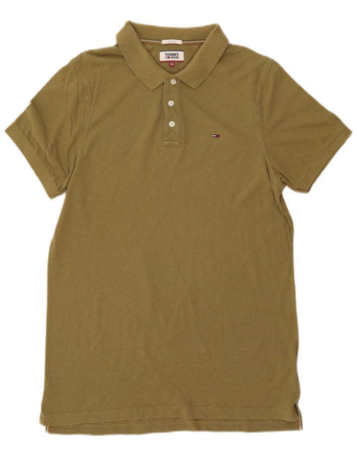 Camisa polo masculina TOMMY HILFIGER Slim Fit XL algodão cáqui