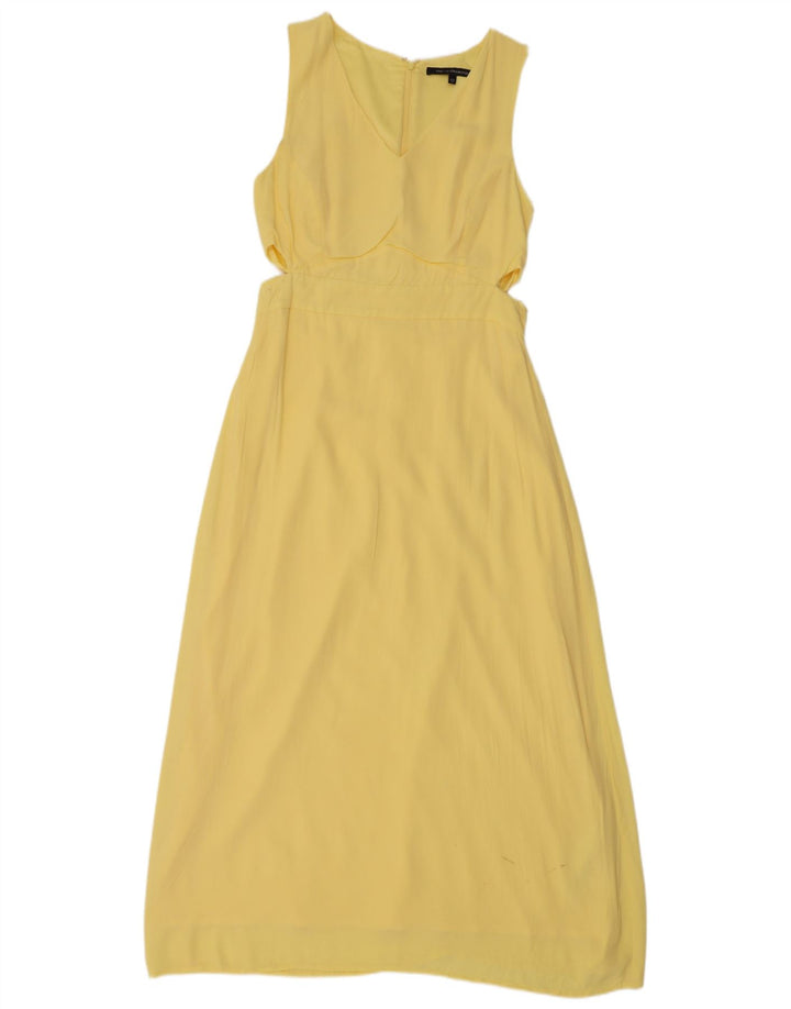 Vestido maxi feminino sem mangas French Connection Reino Unido 12 viscose amarela média