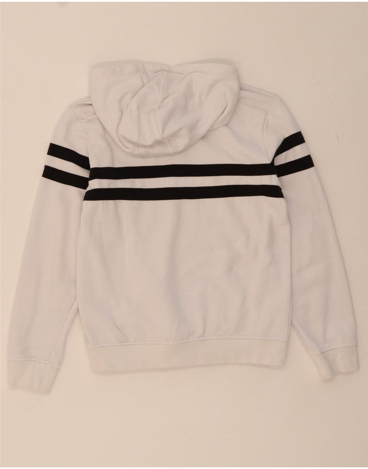 ELLESSE Boys Hoodie Jumper 11-12 Years White Striped Cotton Vintage Ellesse and Second-Hand Ellesse from Messina Hembry 