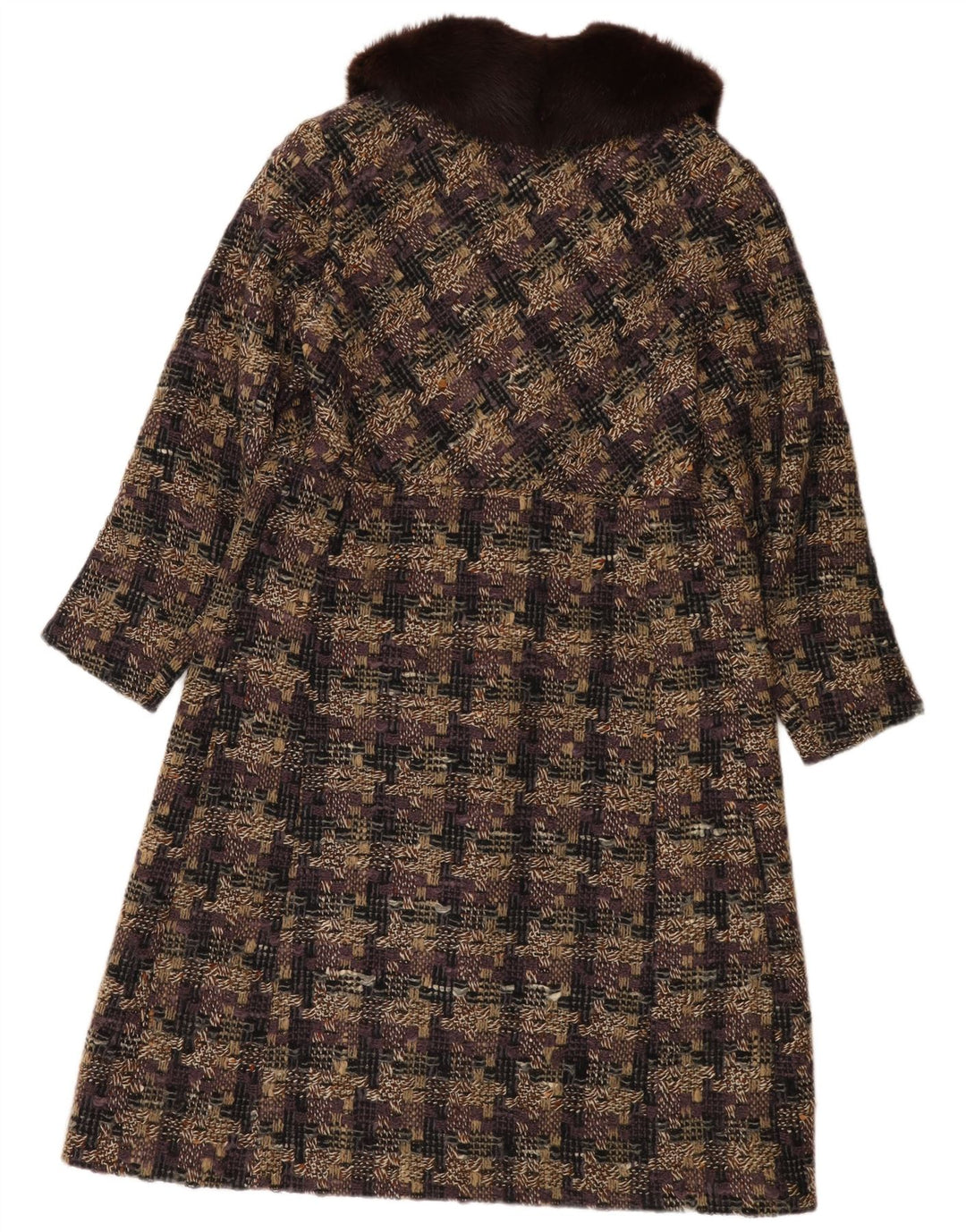 Sobretudo feminino VINTAGE UK 14 xadrez multicolorido médio