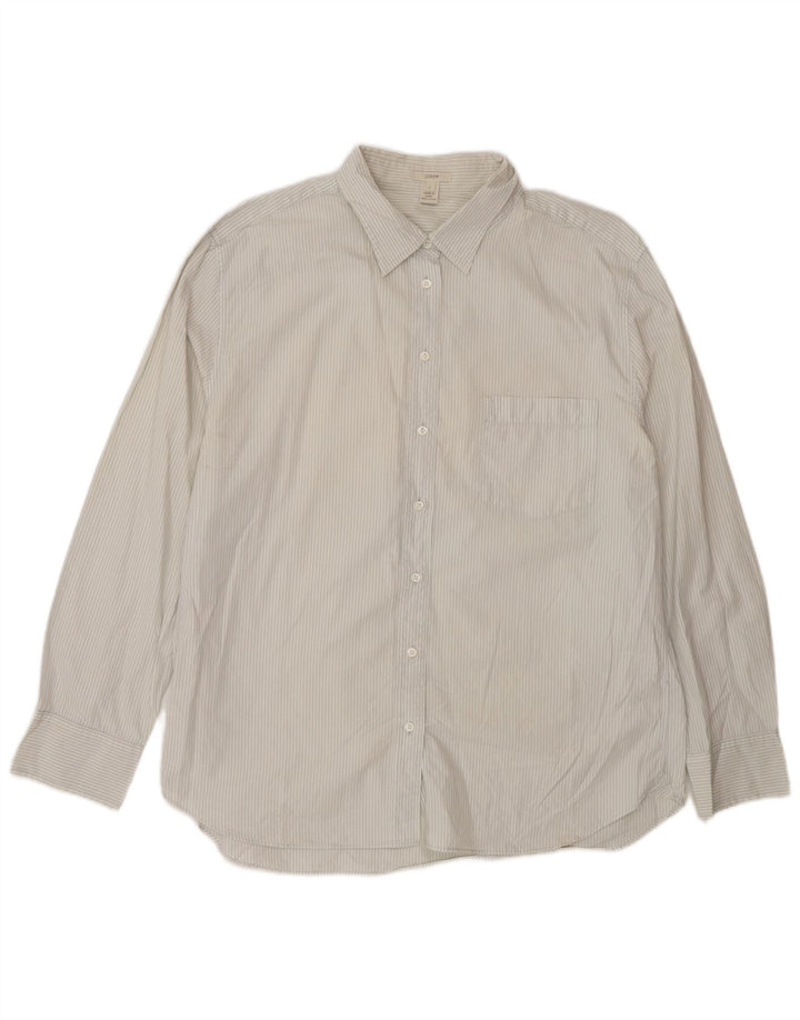 Camisa masculina J. Crew grande algodão listrado branco