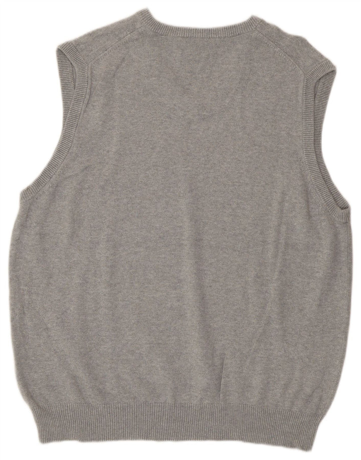 Regata masculina Marks & Spencer Blue Harbor com decote em V, grande cinza