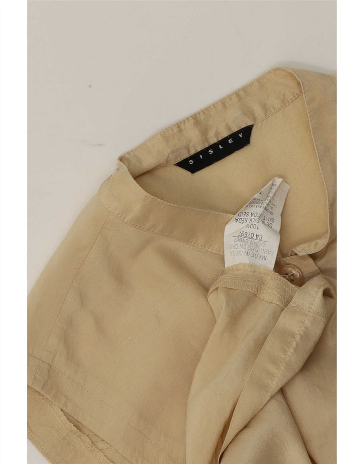 Blusa feminina Sisley sem mangas Reino Unido 14 seda bege médio