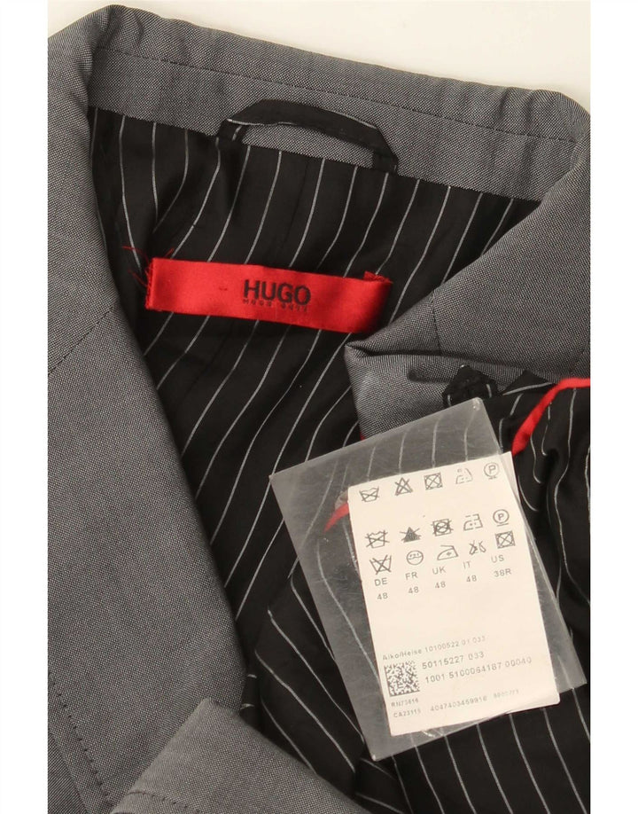 Jaqueta Blazer Masculina Hugo Boss com 2 Botões EU 48 Lã Cinza Médio
