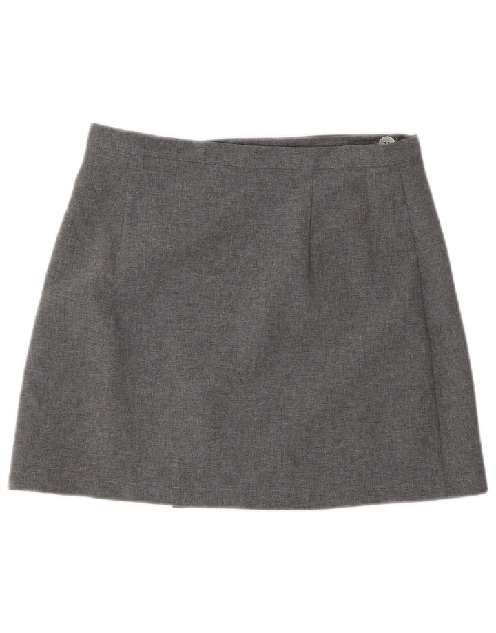 Sisley Mini saia feminina de cintura alta IT 44 médio W26 poliéster cinza