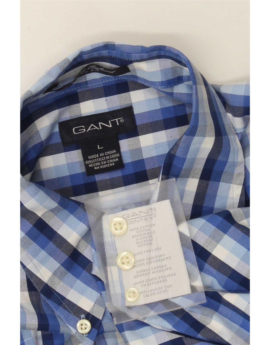 Camisa masculina Gant grande algodão xadrez azul