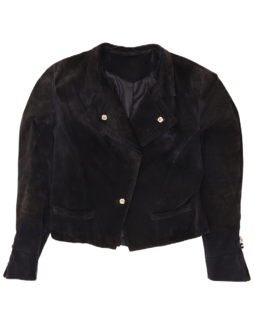 Jaqueta blazer feminina vintage com 1 botão e viscose azul marinho médio Reino Unido 14