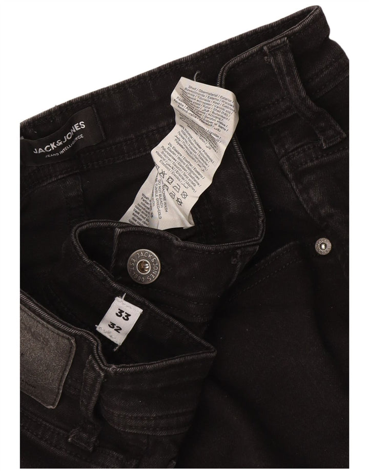 Jack & Jones Masculino GLENN Slim Jeans W33 L32 Algodão Cinza