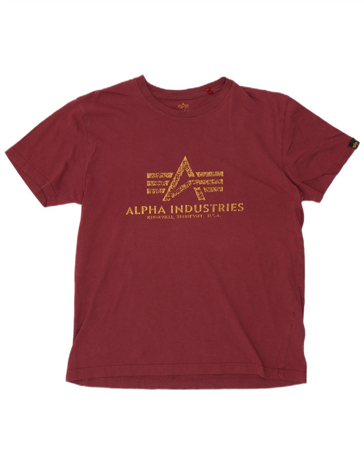 ALPHA INDUSTRIES Camiseta feminina gráfica Top UK 14 Algodão Borgonha Médio