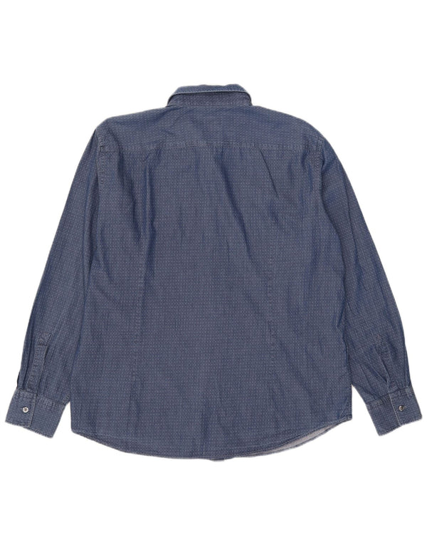 Camisa Slim Fit Masculina Hugo Boss 2XL Azul Argyle/Algodão Diamante