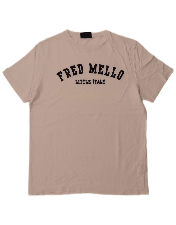 Camiseta gráfica masculina FRED MELLO grande algodão branco