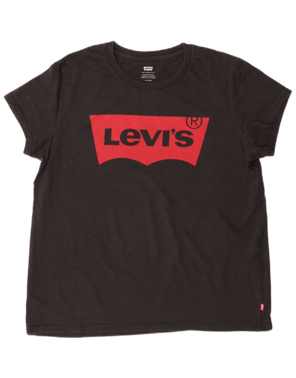 LEVI'S Womens Graphic T-Shirt Top UK 18 XL Black